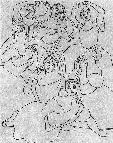 Pablo Picasso Classical Paintings Seven Ballerinas Neoclassicism